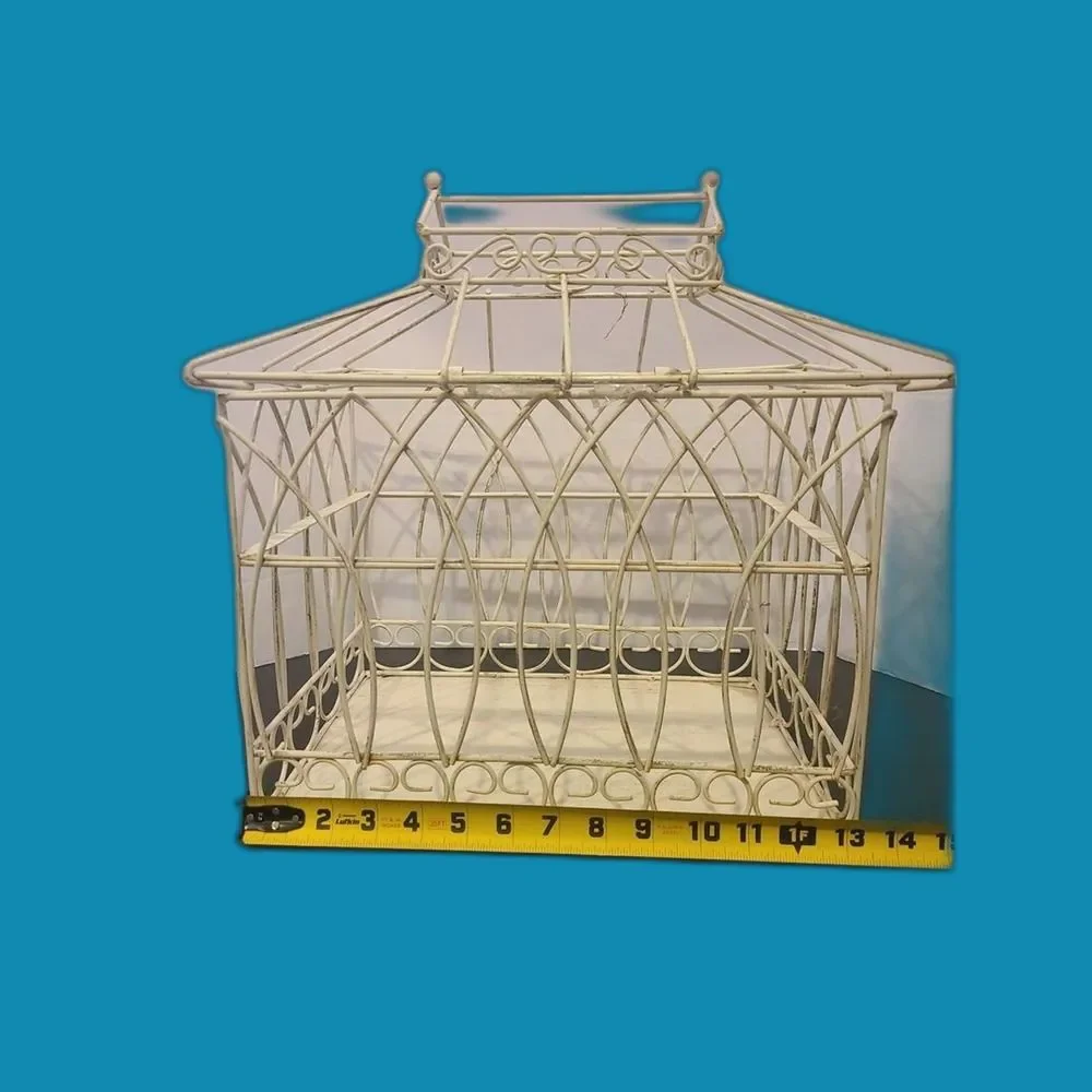 Decorative White Metal Bird Cage Trinket Storage Display Lantern Bird House